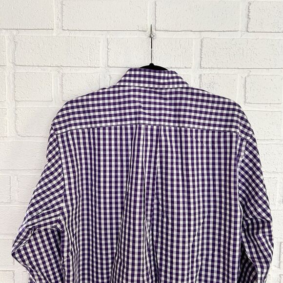 Brooks Brothers Original Polo Shirt Button Up Mens Medium Purple White Check - Picture 2 of 10
